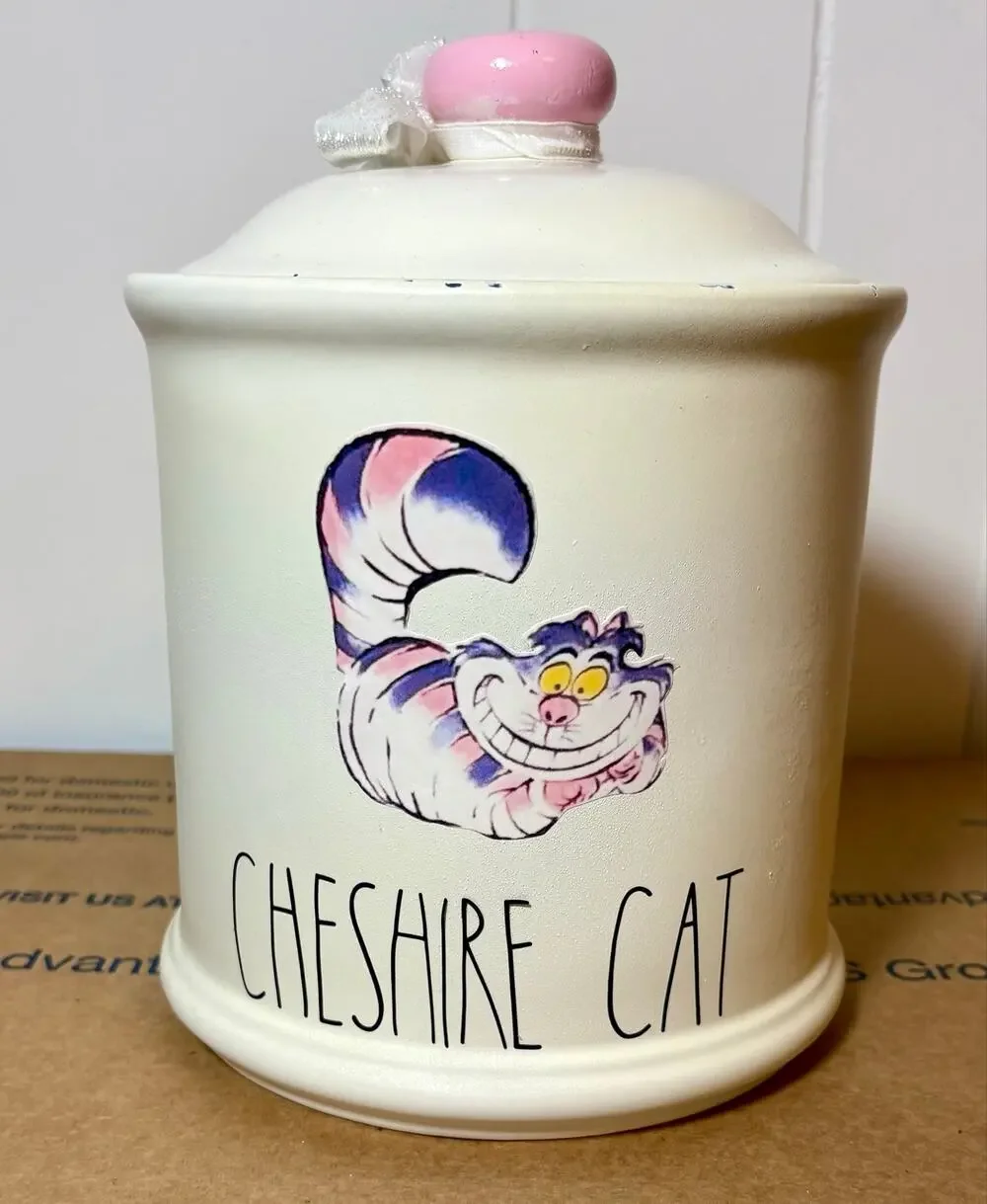 Alice in Wonderland Cheshire Cat Ceramic Canister Disney Rae Dunn Inspired